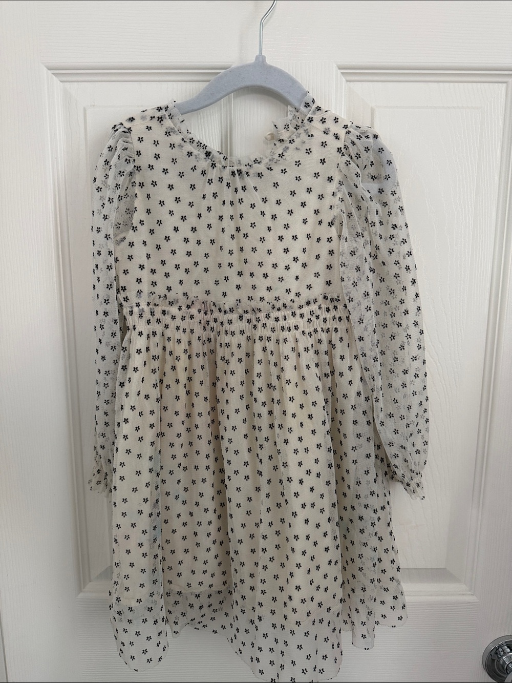 Girls 4T Zara Cream Dress with Black Floral Dot Print